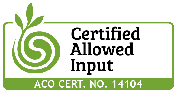 ACO Certified Allowed Input badge, ACO Certification number 14104.